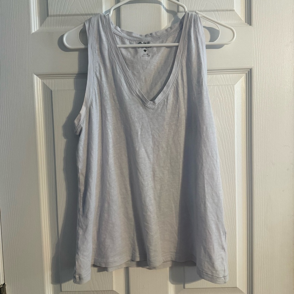 Madewell Light Gray V-Neck Tank Top Size M Soft Cotton Basic